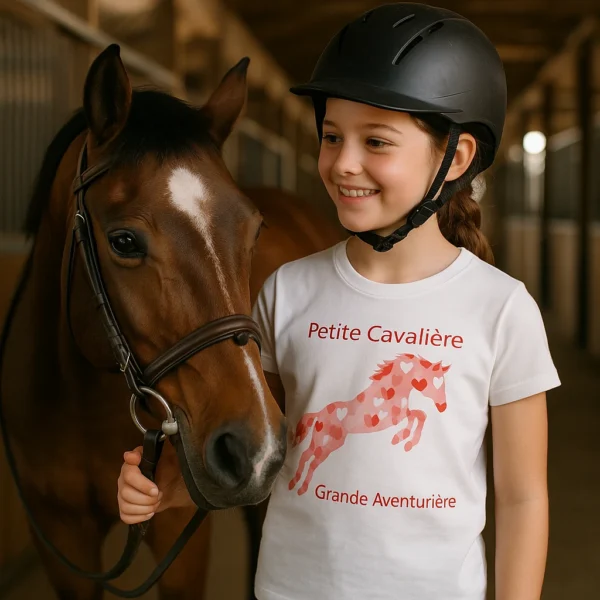 mise en scene tshirt petite cavalière petite fille avec les t-shirt petite cavalière