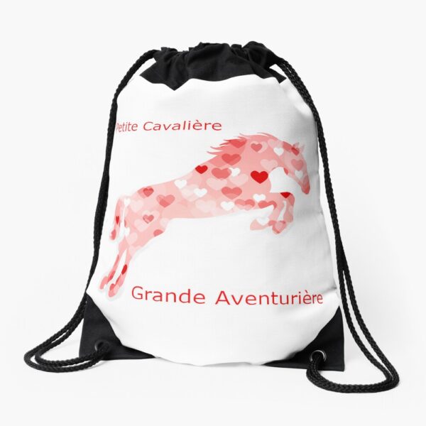 work-170386244-sac-à-cordon Sac à Cordons Cavalière - Cheval Coeur- Cœur de Cavalière